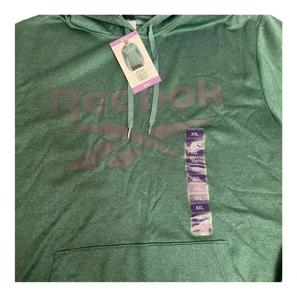 Reebok Green Front Chest Logo Hoodie Pullover Sweater Mens size XXL New - Picture 3 of 12